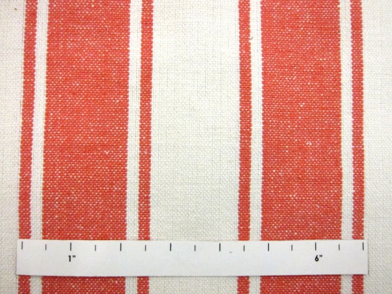 Cotton Upholstery 2.75" Stripe In Tangerine And White1