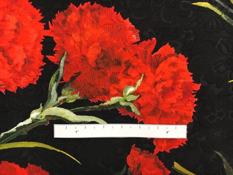 Designer Printed Cotton Viscose Brocade with Carnations1