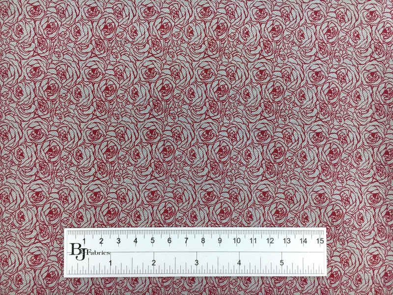Cotton Twill Shirting Roses Print in Red3