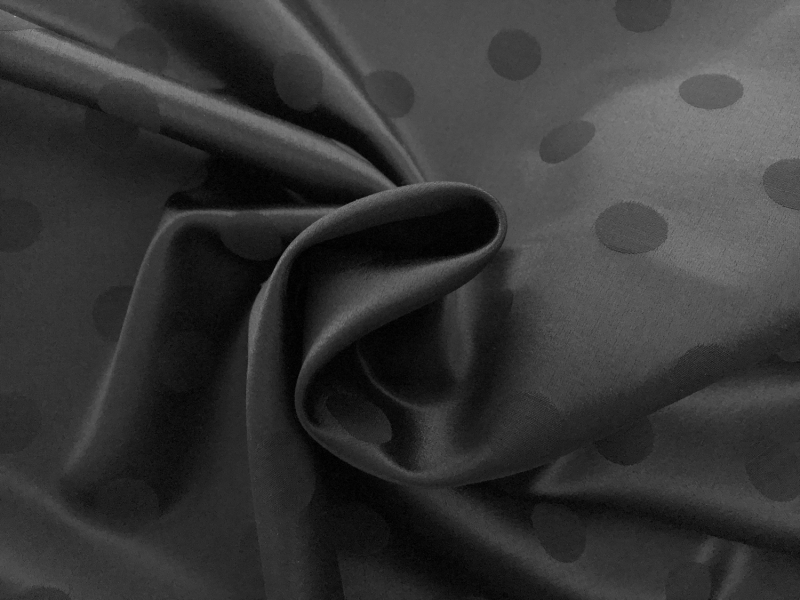 Wool Silk Polka Dot Jacquard Suiting in Black1