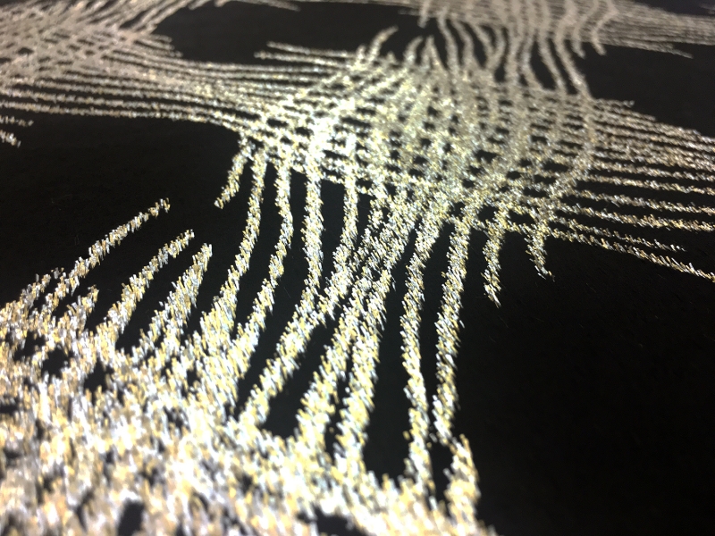 Silk Lurex Panne Velvet with Abstract Motif in Black and Gold2