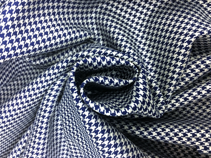 Italian Superfine Wool and Silk Houndstooth in Blue1