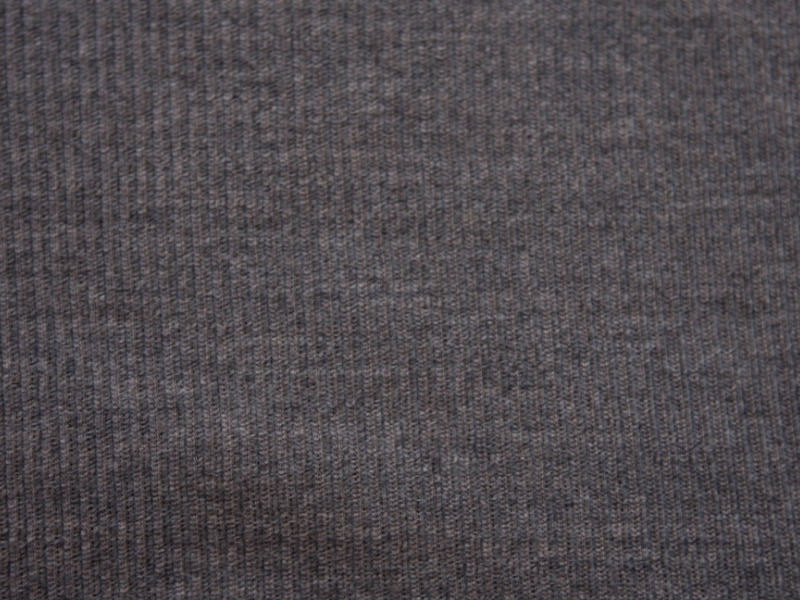 Virgin Wool Rib Knit in Heather Medium Grey | B&J Fabrics