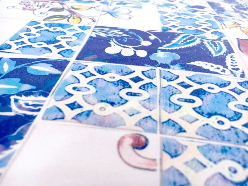 Printed Silk Chiffon with Ornate Italian Tile Patterns2
