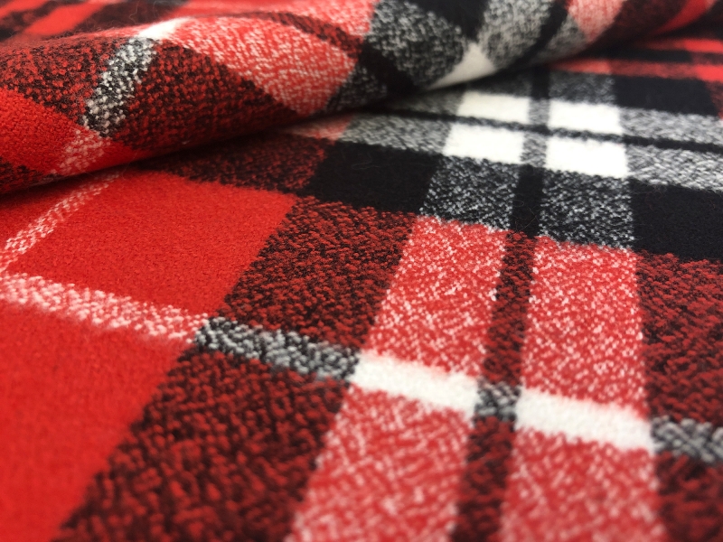 Cotton Flannel Plaid in Red Black White | B&J Fabrics