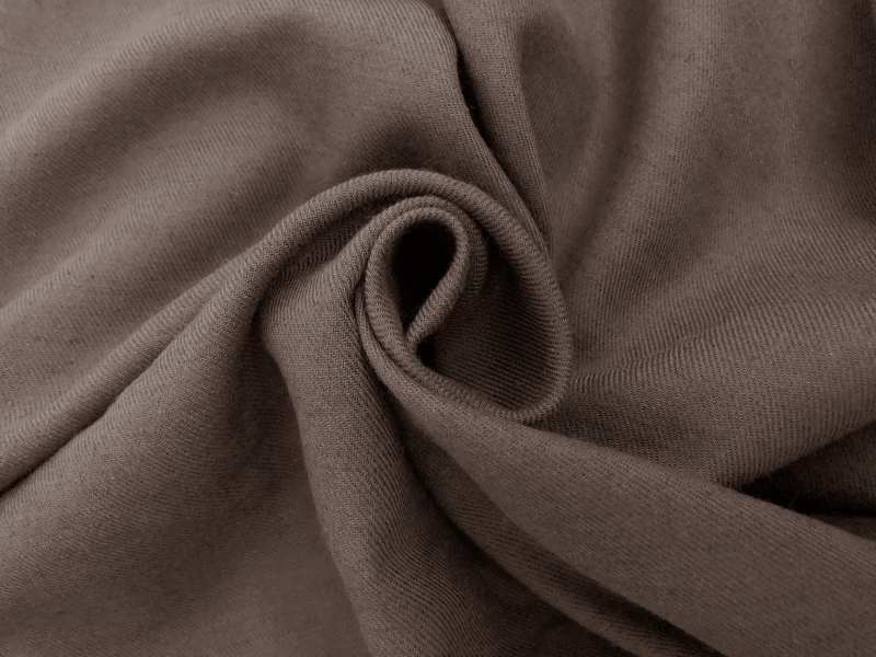 Italian Solid 2-Ply Double Sided Light Wool Flannel - Brown / Charcoal Grey  - Fabric by the Yard