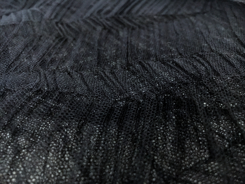 Crushed Polyester Tulle in Black | B&J Fabrics