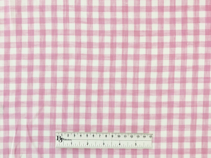 Linen Handkerchief Check in Pink | B&J Fabrics