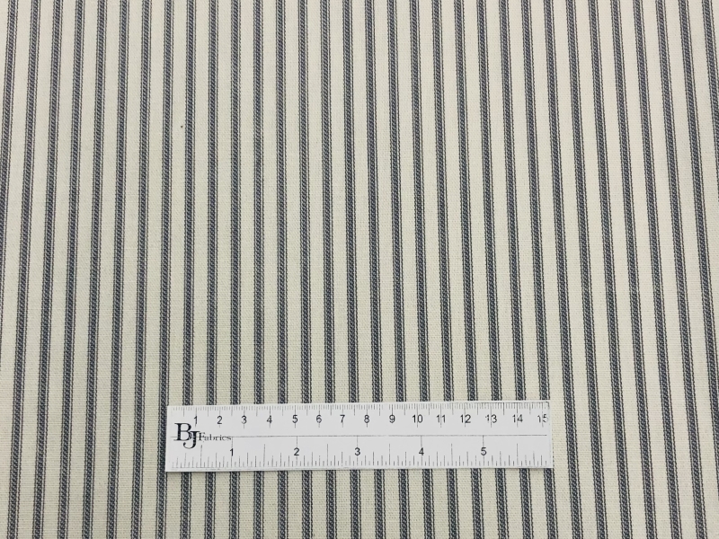 Cotton Ticking Stripe in Slate | B&J Fabrics