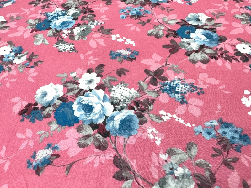 Cotton Lawn Floral Print in Rani Pink | B&J Fabrics