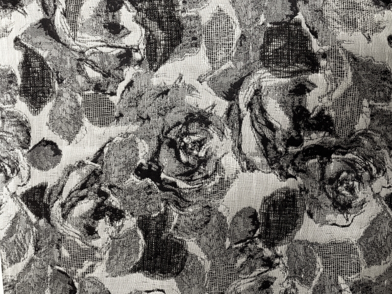 Italian Novelty Brocade with Sketched Roses Pattern