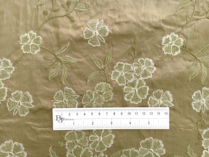 Embroidered Silk Shantung with Floral Degradé1