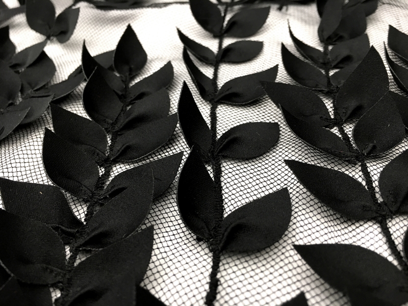 Leaf Appliques on Illusion in Black2