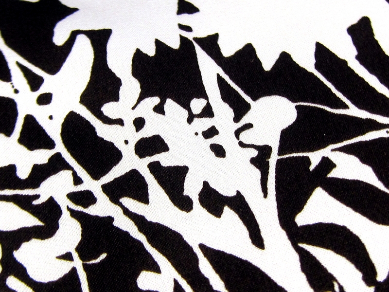 Printed Silk Charmeuse with Black and White Floral Silhouettes2
