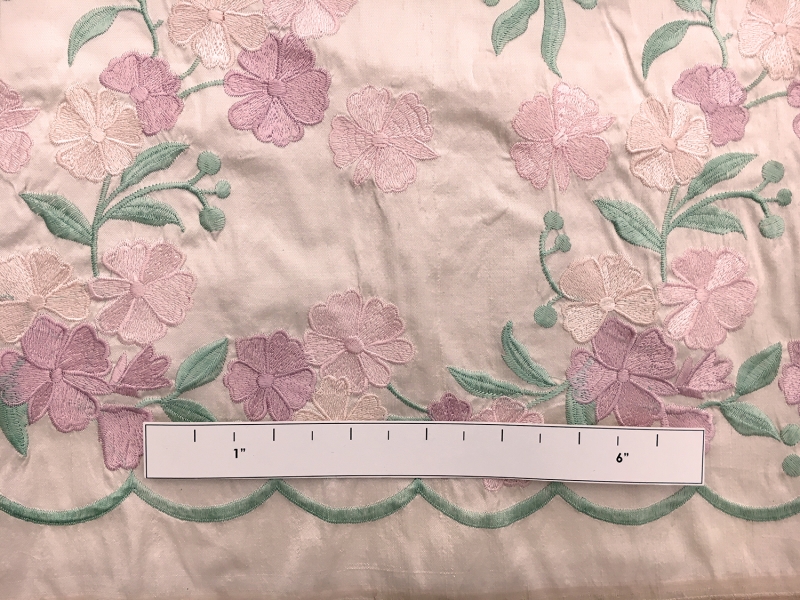Silk Shantung with Embroidered Floral Degradé1