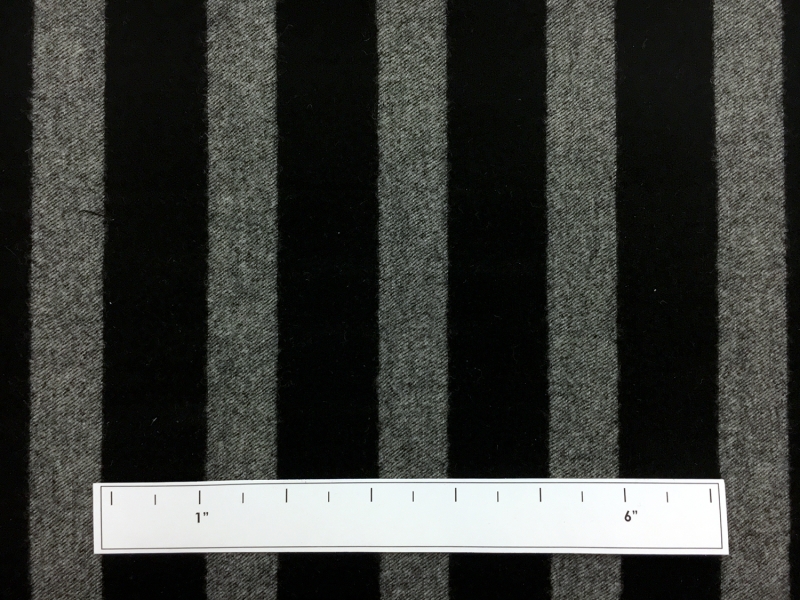 Italian Stretch Wool Blend Flannel Stripe in Black1