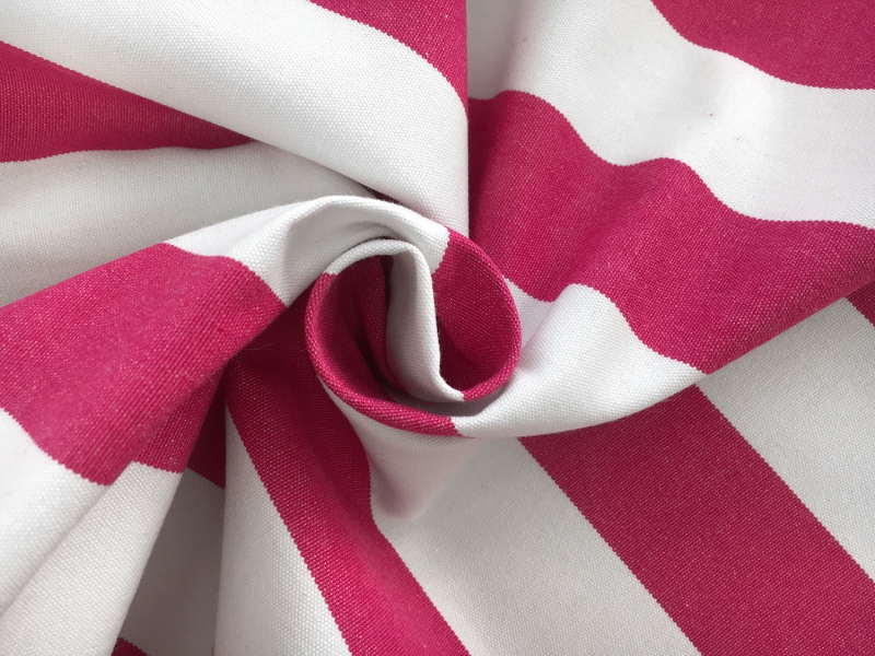 Cotton Upholstery 1.5" Stripe In Fuchsia And White1