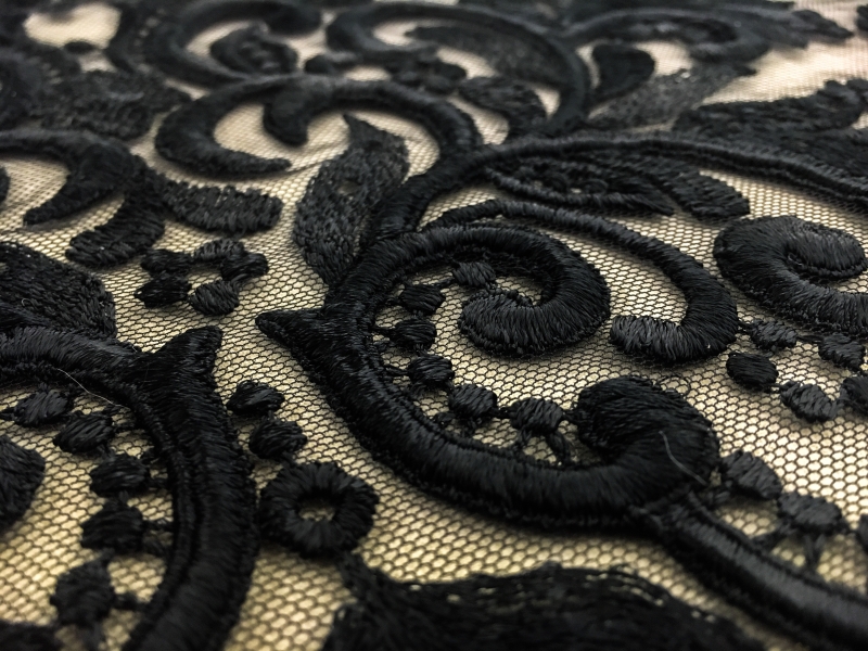 Ornate Embroidered Tulle in Black3