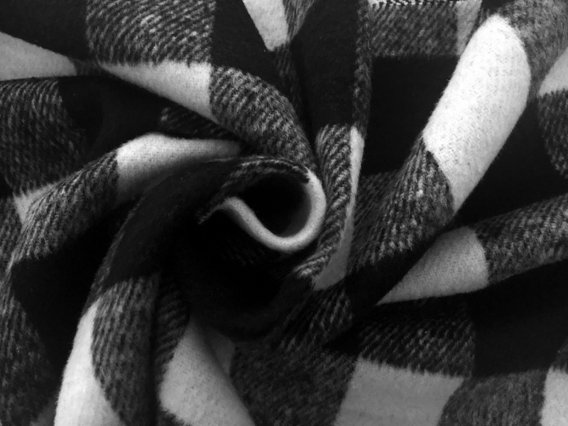 Polyester Buffalo Check in Black and White 1