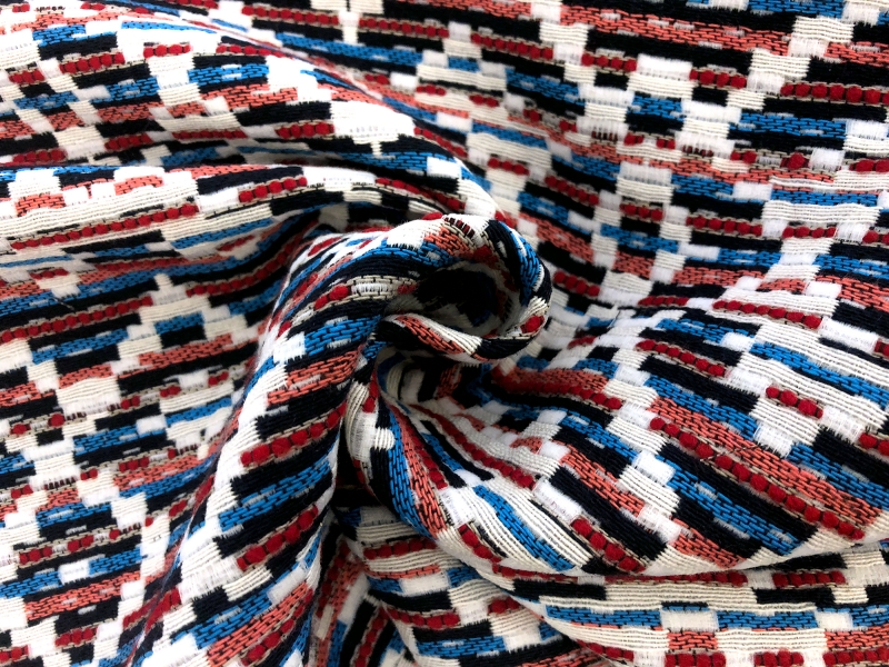 Cotton Blend Native Pattern in Red White Blues1