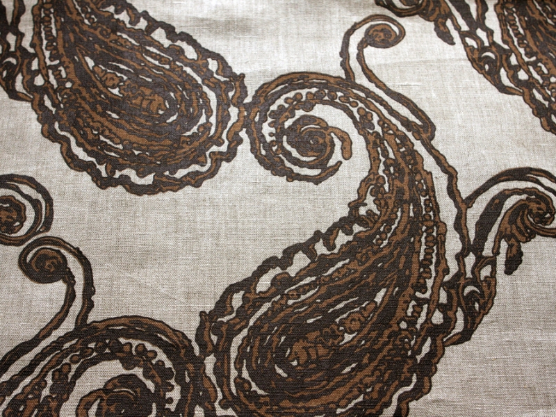 Linen Upholstery Large Paisley Print0