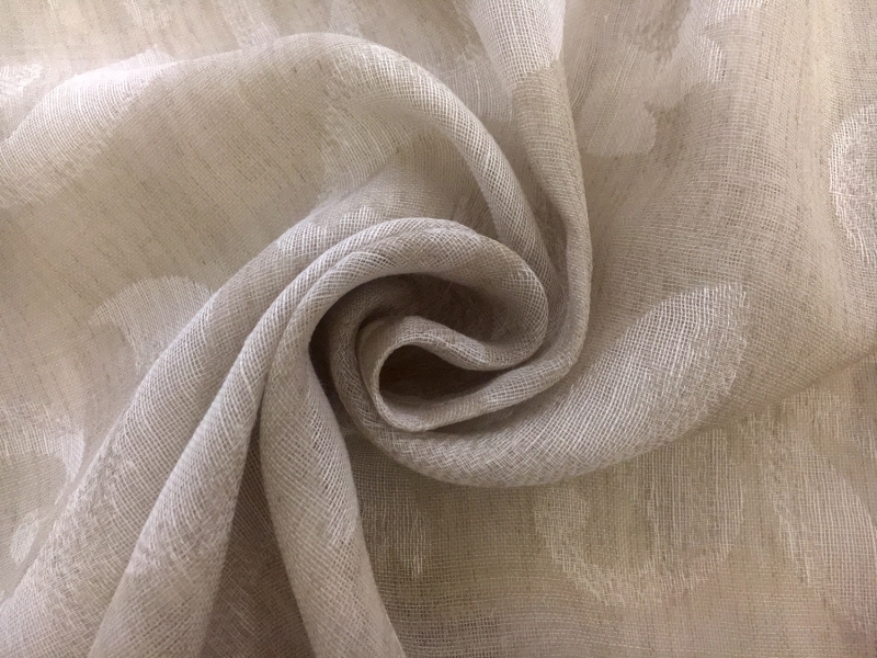 Poly Linen Double Gauze Filigree Damask in Natural1