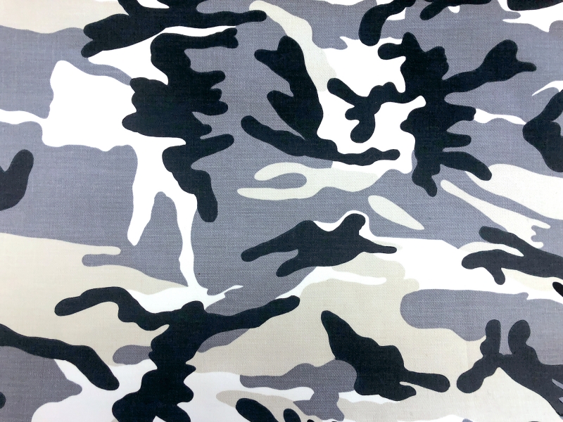 Powder Blue Camouflage Lightweight Stretch Cotton Canvas0