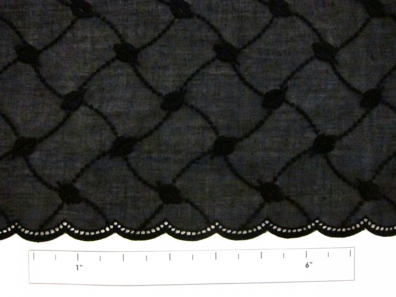 Embroidered Cotton with Eyelet in Black1