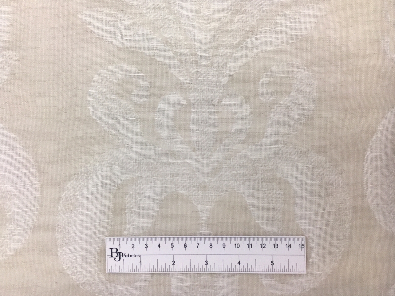 Poly Linen Double Gauze Filigree Damask in Natural2