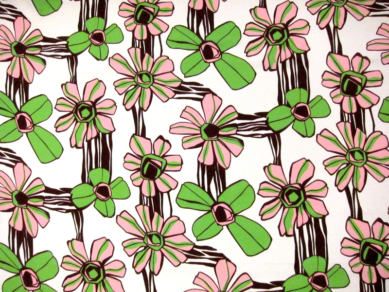 Viscose Print with Graphic Flowers0