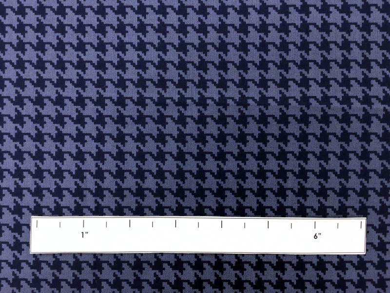 Cotton Broadcloth Houndstooth Print In Indigo1