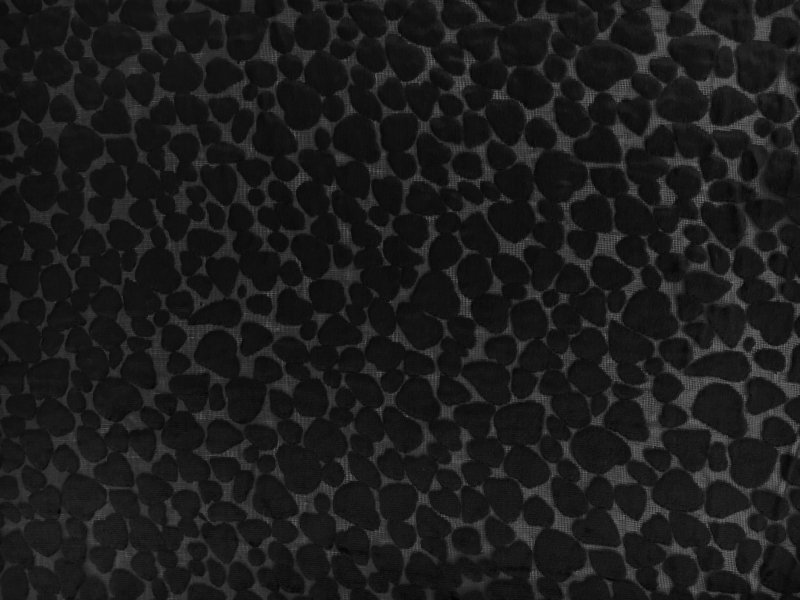 Poly and Rayon Burnout Velvet with Uneven Dots in Black2