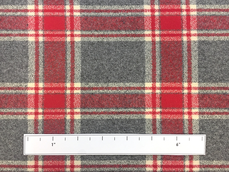 Cotton Mammoth Flannel Plaid in Grey and Red2
