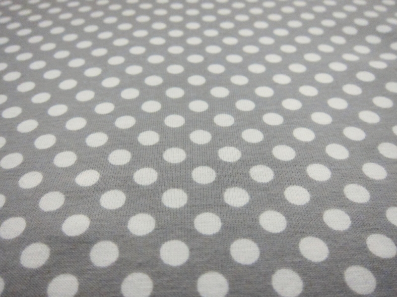 Cotton Jersey Polka Dot Print in Grey2