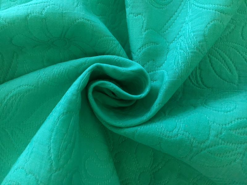 Italian Cotton Blend Floral Brocade in Emerald1