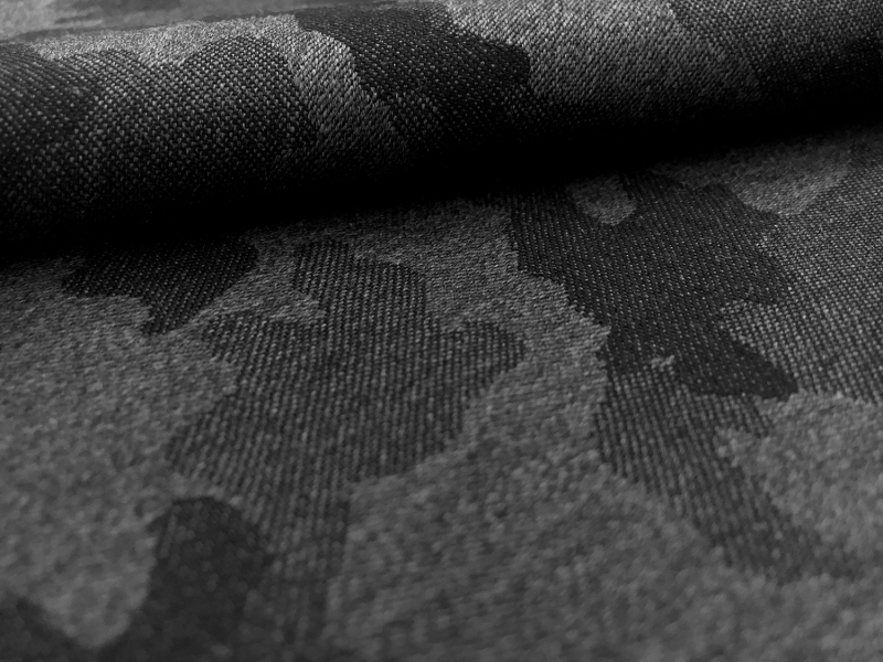 Italian Wool Camouflage Jacquard Suiting in Charcoal2