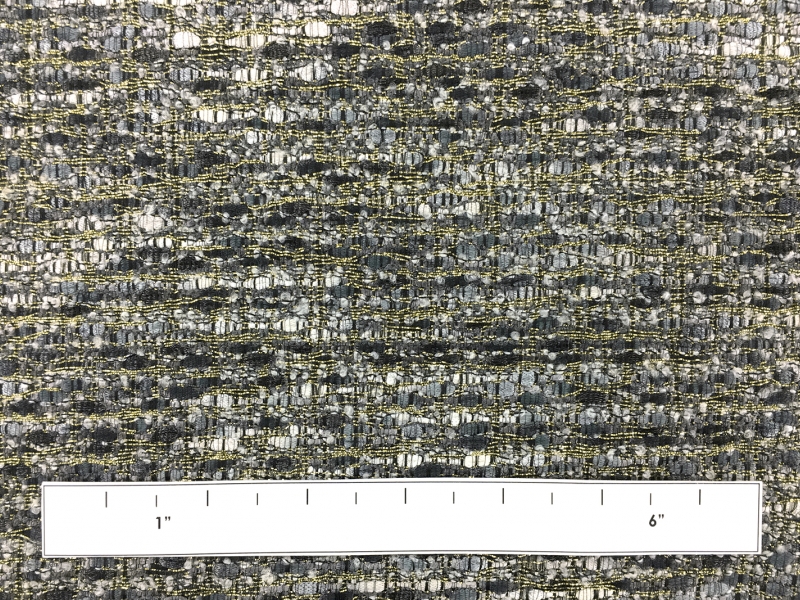 Viscose Cotton  Lurex Tweed in Greys and Gold1
