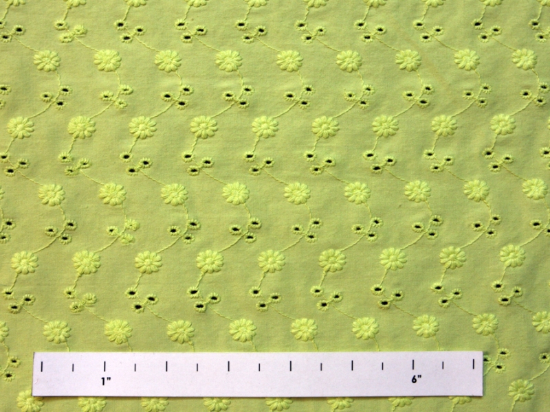 Cotton Lycra Embroidery Eyelet in Chartreuse0