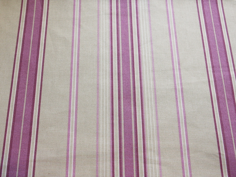 Cotton Canvas Stripe In Oatmeal And Lilac0