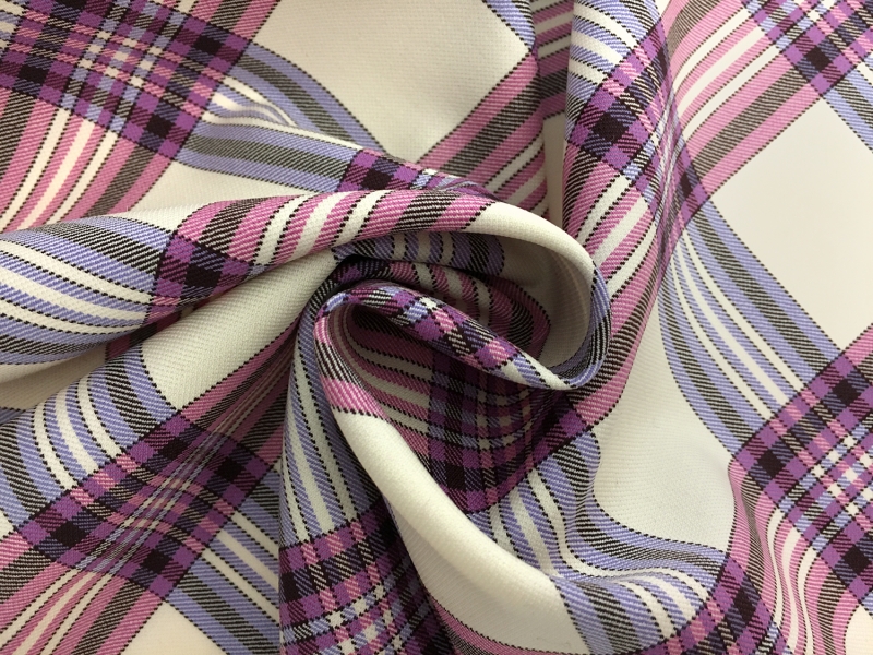 Italian Wool Lycra Plaid in Pink and Violet1