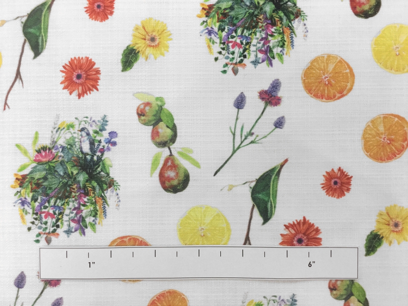 Textured Cotton With Fruits And Flowers Prints1