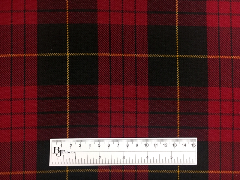 Cotton Tartan Plaid in Red Black and Gold3