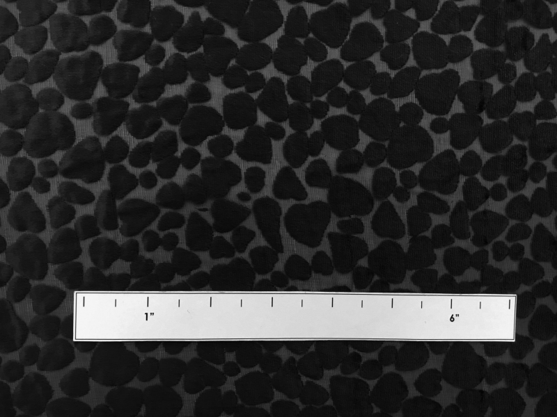 Poly and Rayon Burnout Velvet with Uneven Dots in Black1