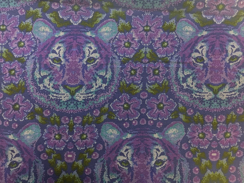 Cotton Broadcloth Purple Tiger Print0