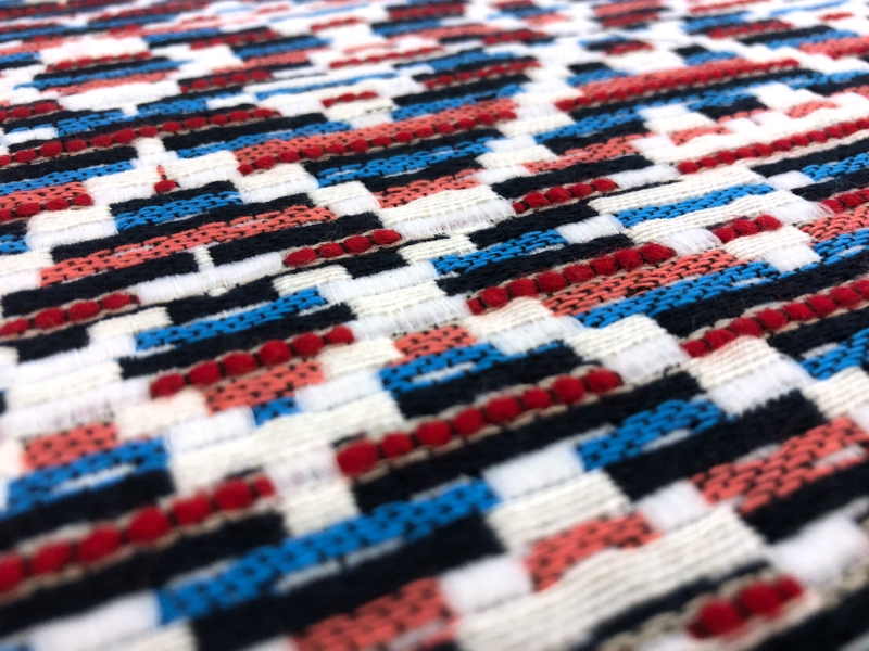 Cotton Blend Native Pattern in Red White Blues2