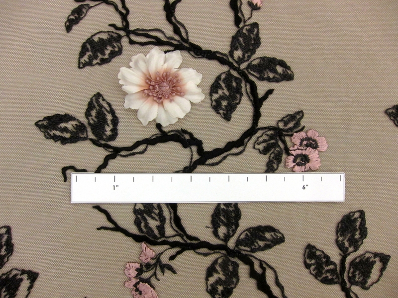 3D Flowers on Embroidered Tulle3