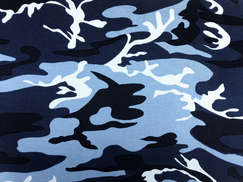 Blue Camouflage Cotton Twill0