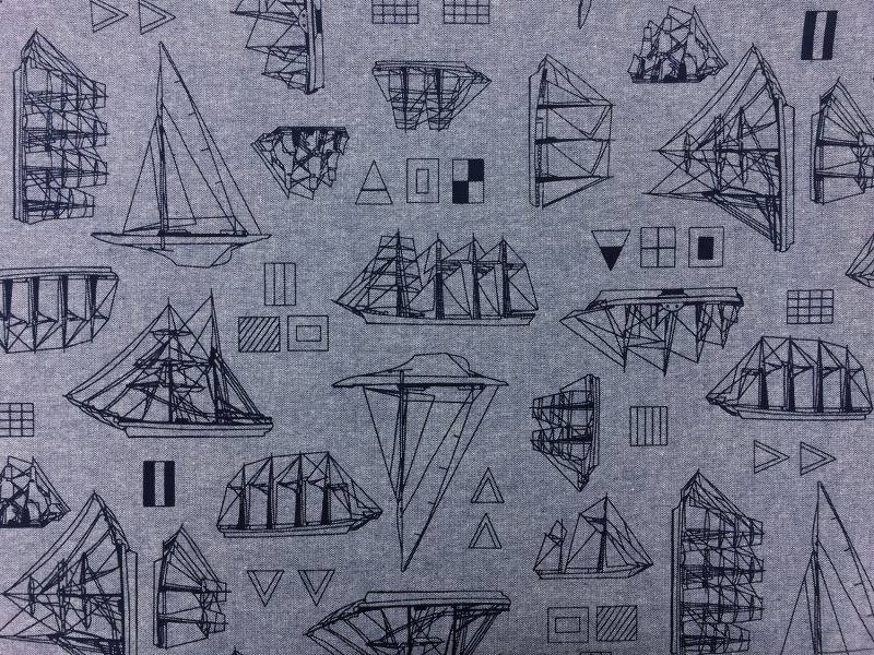 Cotton Chambray Nautical Print In Indigo0