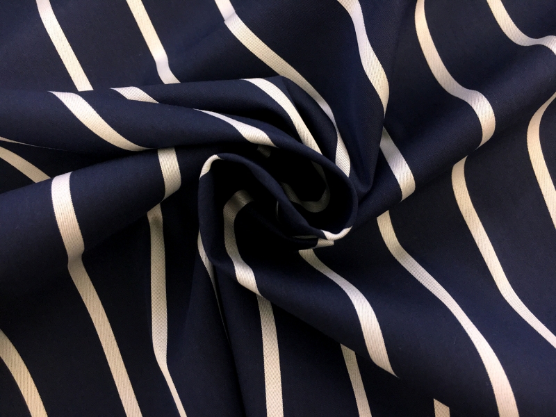 Cotton Blend Stretch Pencil Stripe Shirting in Navy1