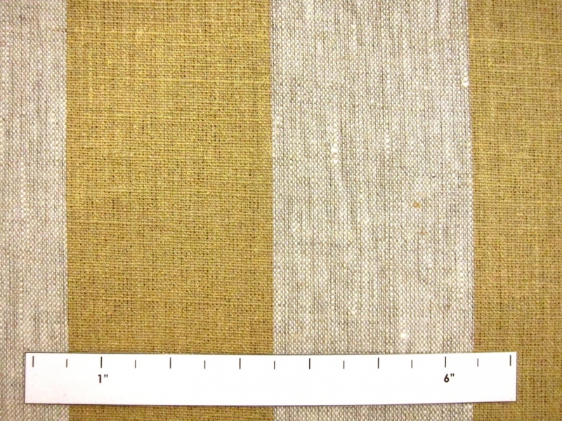 Linen Upholstery Metallic 3" Stripe Print in Gold1